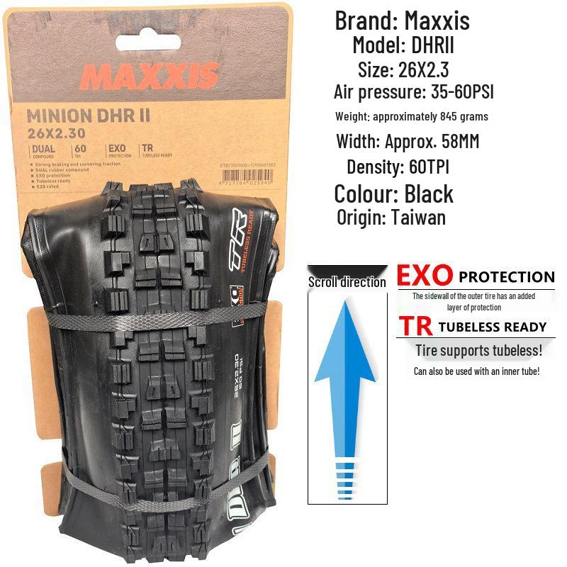 MAXXIS Minion DHR II 27.5/29 Бескамерная Складная Покрышка для DH с Защитой от Проколов и Крупными Шипами