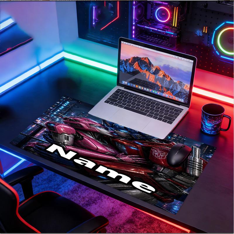 Custom Name Personalized Transformers Pattern Mousepad, Laptop PC Desk Mat, Decorative Desk Mat for Home Keyboard Pad Gift
