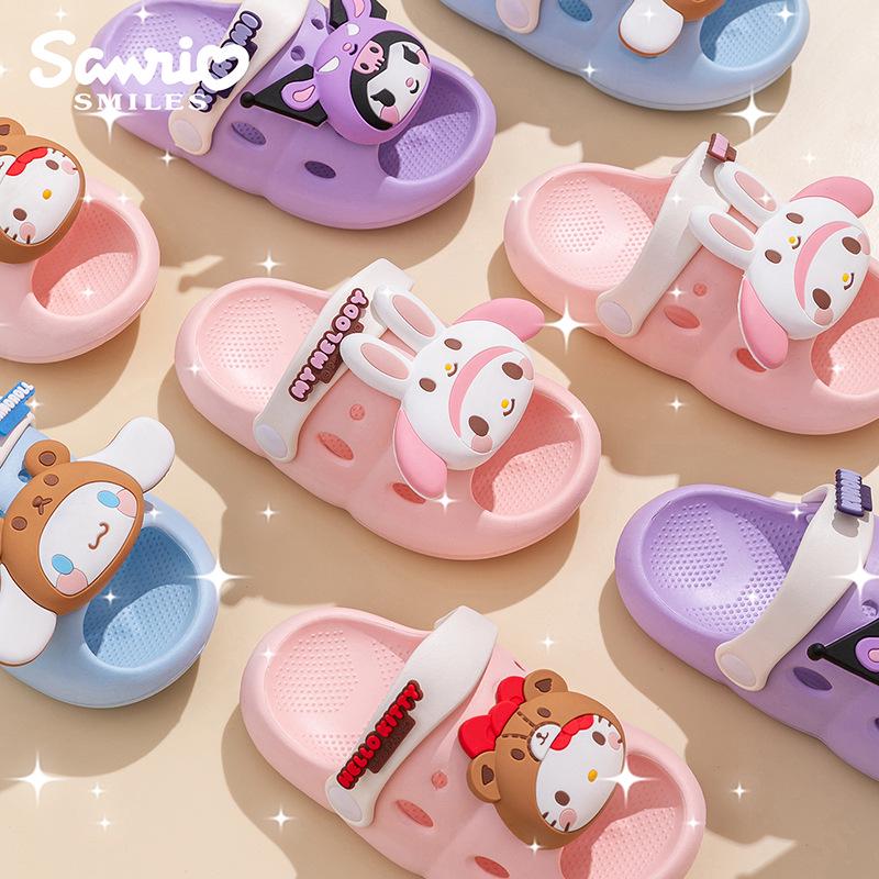 Детские летние шлепанцы Sanrio с мультяшным принтом, нескользящие, легкие, с мягкой подошвой