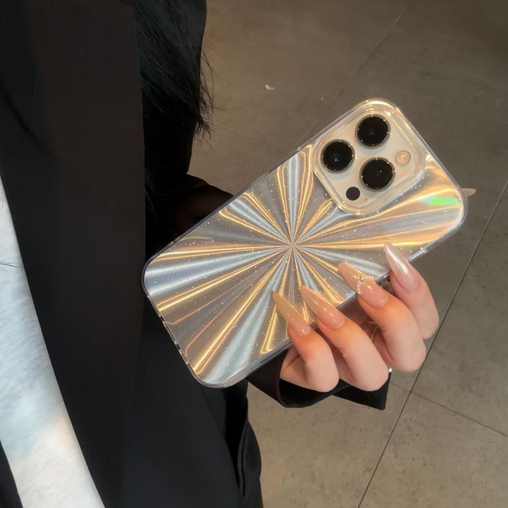 Роскошный Чехол для Телефона с Лазерным Блеском и Узором Camlet Для iPhone 17 Air 11 12 13 14 15 Pro Max Plus Ударопрочный Бампер Чехол