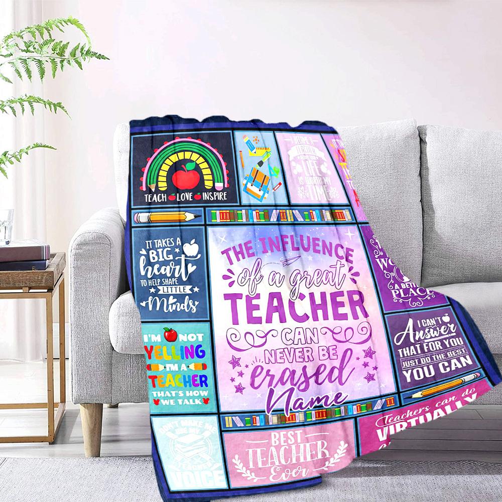 Great Teacher Appreciation Inspiring Quotes And Messages Cozy Customizable Blanket Customize Your Name Comfortable Texture Perfect For Sofa Couch