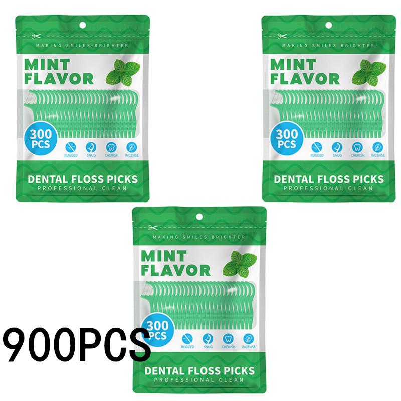 300/600/900PCS Mint Floss Stick - Disposable Floss Cleaning Stick - Toothpick to Remove Plaque and Food Residue - Oral Cleaning