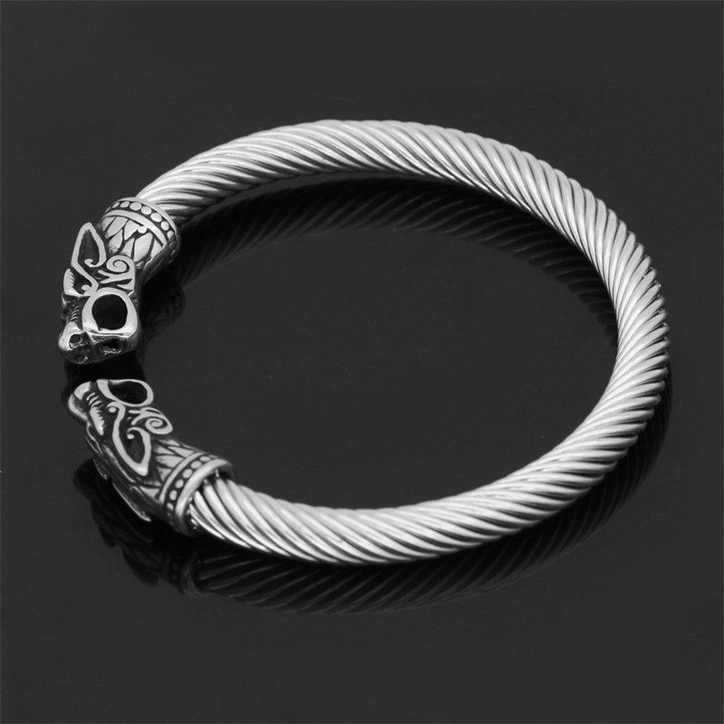 Винтажный браслет Viking из нержавеющей стали с двойной головой дракона, мужские ювелирные браслеты GZW