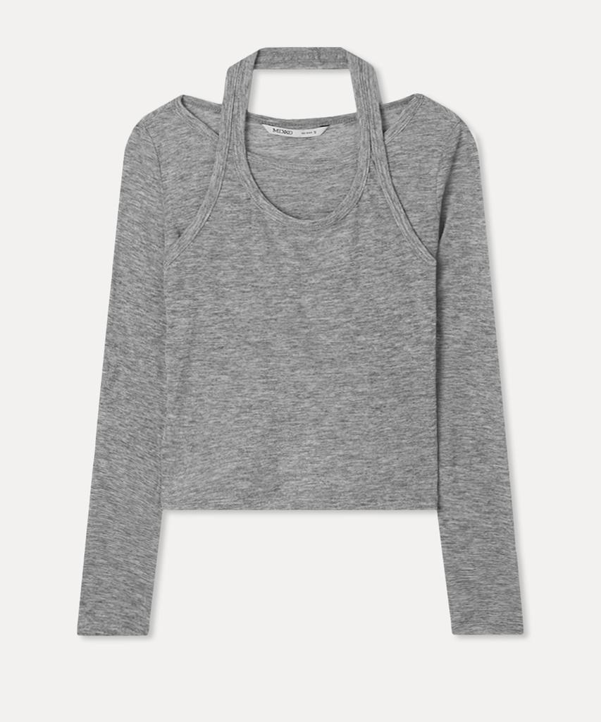 MIXXO Прозрачная футболка с длинным рукавом и вырезом-халтер Re Lwf912C_Miwlwg31Qa