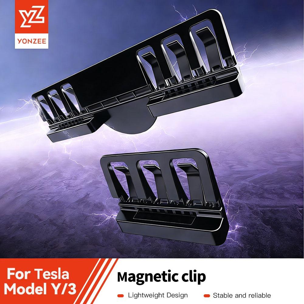 YZ Sunshade Magnetic Suction Black Clips for Tesla Model Y Juniper 2021-2026 Sunshade Fixing Clips Strong Magnetic Sun Visor Ret