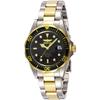 Invicta Pro Diver Quartz Watch, 37.5mm, Steel/Gold Case, Stainless Steel Strap, Black Dial, Silver, 8934, Men's