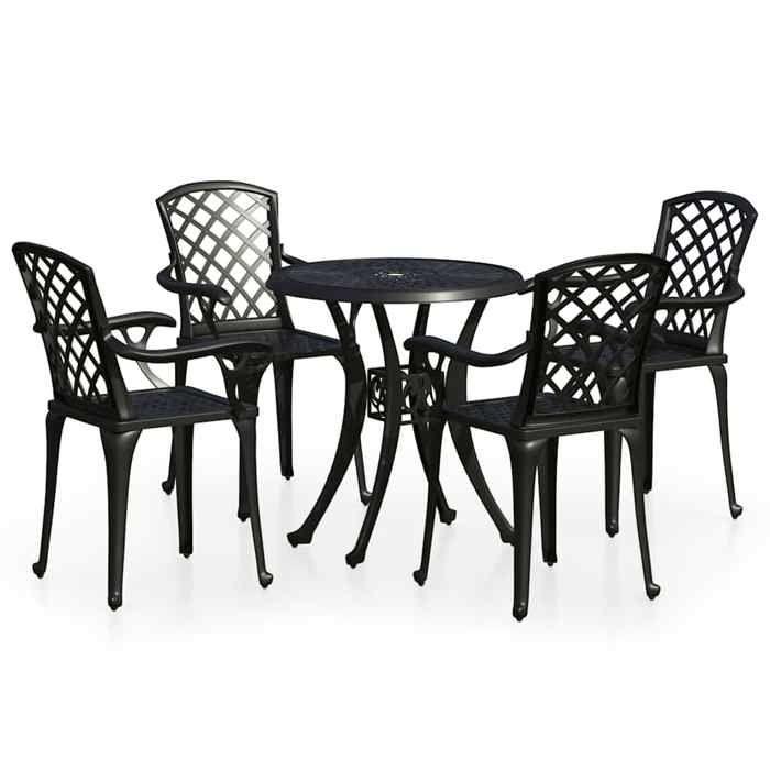 Ensemble de bistro - MAISON EXCLUSIVE - Motifs décoratifs - Aluminium coulé - Noir - 5 pièces