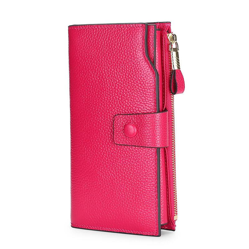 Женский клатч большой емкости с несколькими слотами для карт, RFID-держатель для удостоверения личности кредитной карты, длинные кошельки из натуральной кожи для женской сумки для мобильного телефона, кошелек