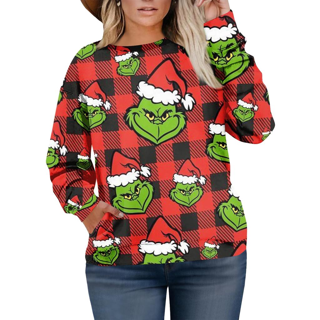 Рождественские толстовки для женщин свитер милая рубашка осенний пуловер топ
