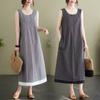 Summer Literary Plus Size Loose Casual Sleeveless Vest Medium Long Dress for Women Casual Dresses