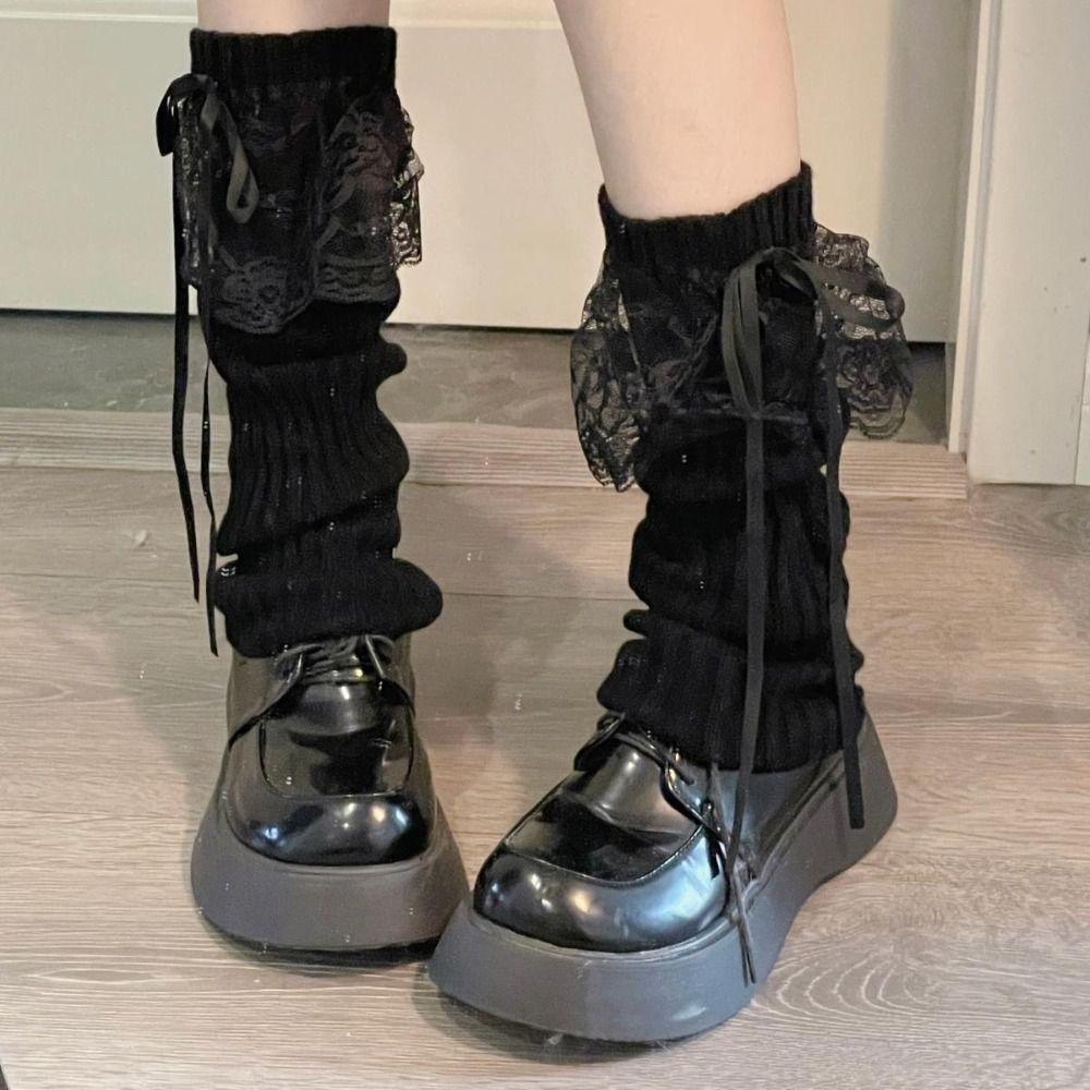 Knitted Streamer Long Socks Soft Leg Warmers Japanese Y2K Ankle Warmer Princess Style