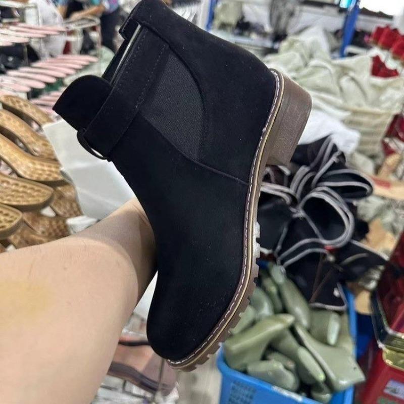 Женские ботильоны больших размеров Doc Martens в новом британском стиле, с пряжкой на ремне, круглым носком и квадратным каблуком