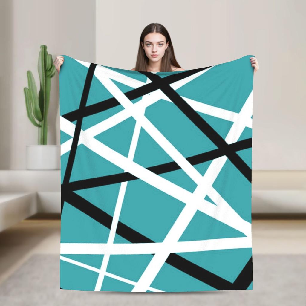 Warm Cozy Blankets Plane Travel Van Halen Blue Rock Stripes Throw Blanket Graphic  Bedspread For Sofa Home