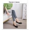 Flat Sole Single Shoes for Women with Small Leather Solid