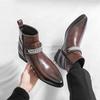 Fashion Autumn Brand Men Metal Cool Breathable Leather Boots British Style Mens Comfortable Pointed Side Zipper Knight Boots Horse Boots