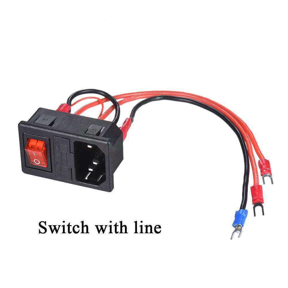 3D Printer Parts 15A 220V 110V AC Rocker Switch IEC C14 Inlet With Fuse Durable Universal DIY Repair Replacement Parts For 3D Printer Power Upgrade