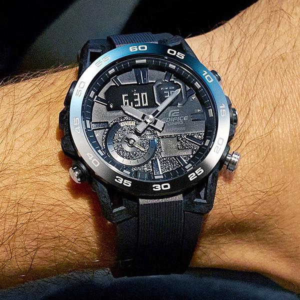 Casio Men's EDIFICE ECB-40YNP-1AJF [EDIFICE Nighttime Drive Series] Round Watch Digital Analog