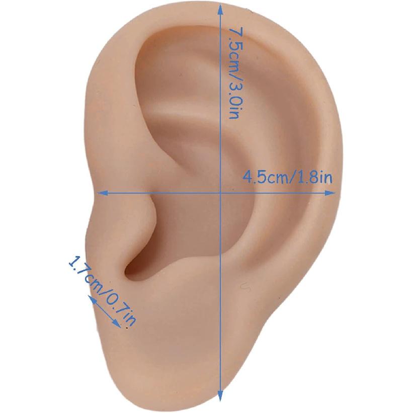Силиконовая модель уха, Гибкая модель левого и правого уха для пирсинга, Силиконовые части тела, Силиконовая форма для уха (Темный цвет кожи)