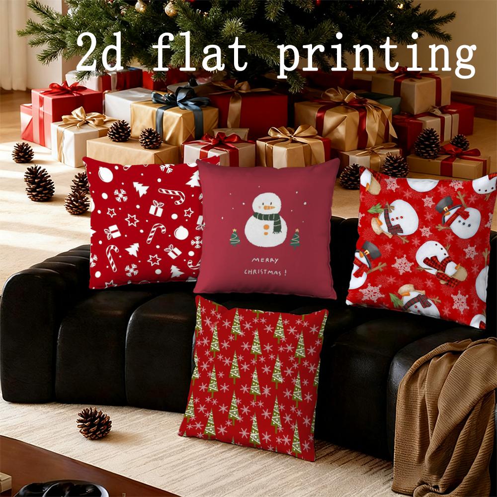 Home Decor Christmas Snowman Pattern Cushion Suitable For Sofa Bedroom Car Pillow Cover Cushion Rectangular Back Cushion