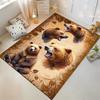 Realistic Bear Pattern Carpet with Brown and Woodland Theme Design Suitable for use as an anti-slip for living room bedroom sofas