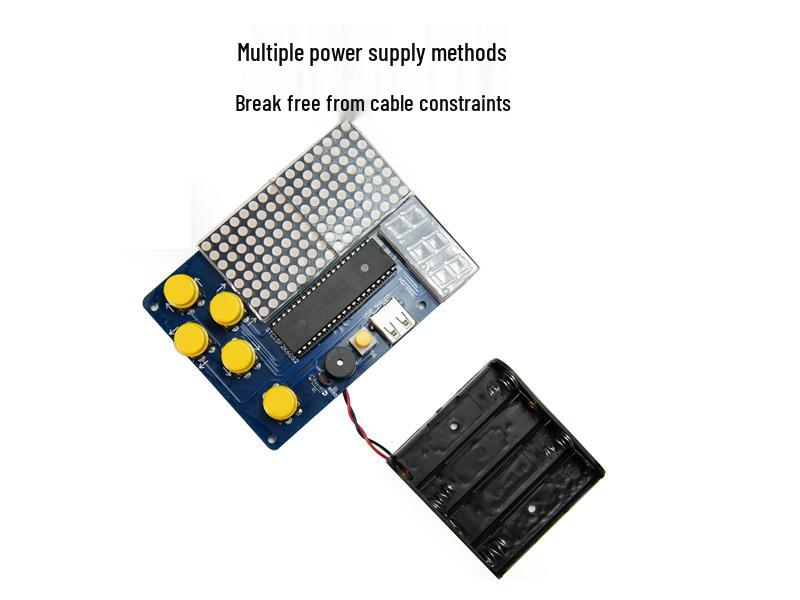 DIY Pixel Game Console Kit with Tetris - 51 Microcontroller & Loose Parts (Model HU-001)