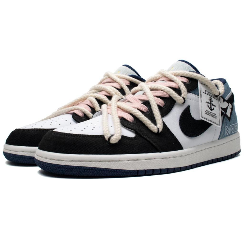 Jordan Air Jordan 1 Restricted Area Cushioning Slip Resistant Low top Vintage Basketball Shoes Men's Light Blue IH0648-141(Team98-)