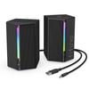 FIFINE Gaming Speaker Wired Connection Stereo Speaker Heavy Bass RGB Light Controllable USB Powered Compatible with Watching Black AmpliGame A20 3.5mm
