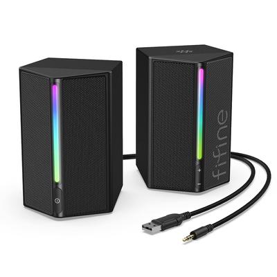 FIFINE Gaming Speaker Проводное подключение Стереодинамик Heavy Bass RGB Light Controlled USB Powered Совместимость с Watching Black AmpliGame A20 3.5mm