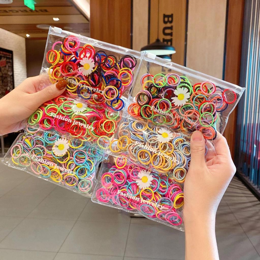 100CS красочные маленькие ленты для волос 2 см для маленьких девочек, эластичные резинки, детские резинки для волос, держатель для хвоста, повязки на голову, аксессуары для волос