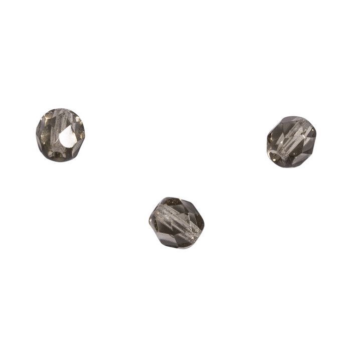Perle facettée en verre, ø 6mm, taupe transparent, 6 mm ø, boîte 50 pces