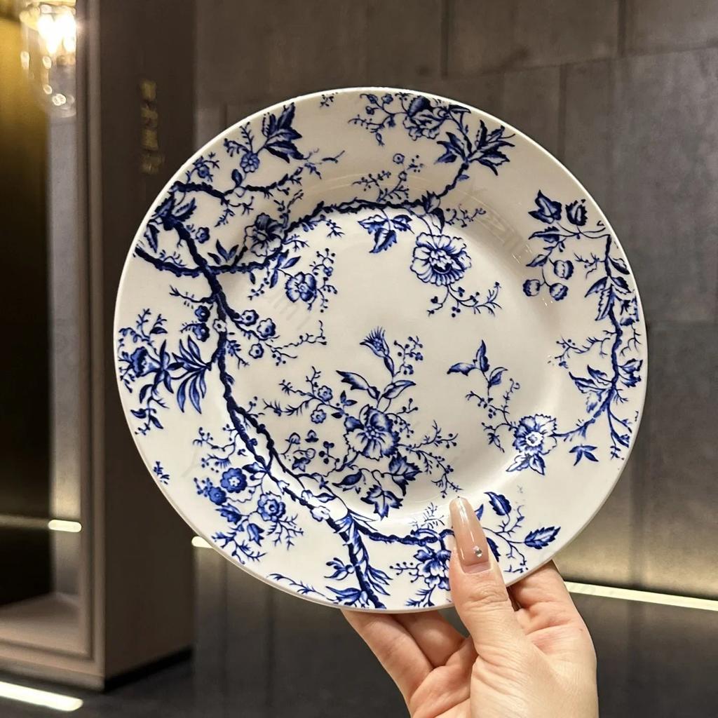 Керамические тарелки в ретро-французском стиле, легкие, роскошные, для ресторана, десерта, домашняя тарелка, изысканные блюда, обеденная тарелка, изысканная посуда