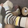 Women's Autumn and Winter Trend Personality Retro Collision Color Stripe Pure Cotton Tube Stack Socks
