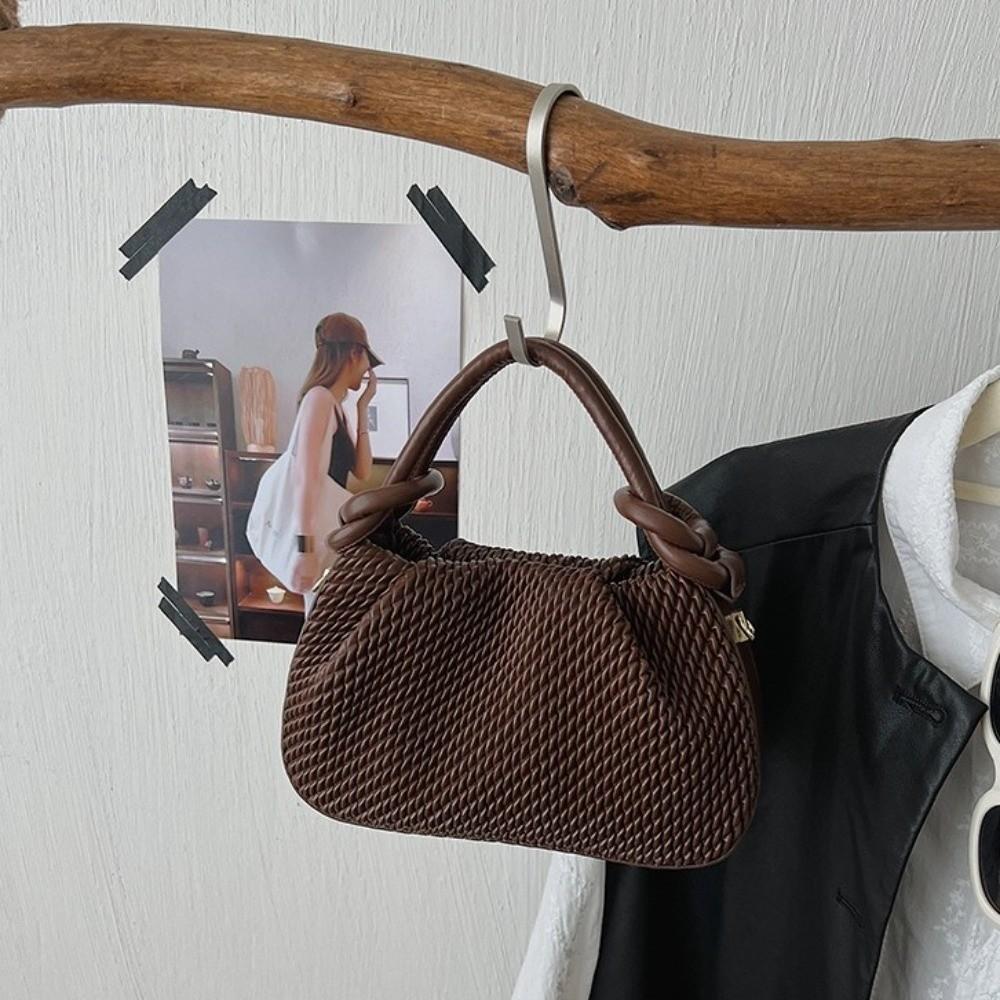 PU Leather Solid-color Woven Shoulder Bag Moderate Capacity Crossbody Bag Vacations