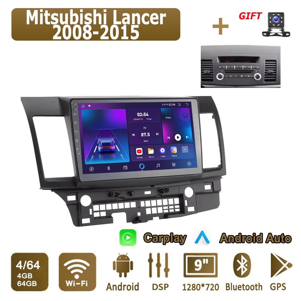 Android Carplay автомобильное радио для Mitsubishi Lancer 2008-2015 мультимедийный проигрыватель головное устройство стерео GPS навигация BT WIFI 4+64 ГБ