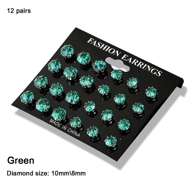 12 пар/компл. изысканный элегантный свадебный комплект серег-гвоздиков, очаровательные простые женские серьги с цирконом, комплект ювелирных аксессуаров, подарки XYZ