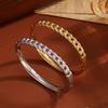 Htpwe Stainless Steel Chain Bracelet Women's Plated 18k Gold Couple Holiday Gifts Without Fading Bracelet Party Daily Zircon