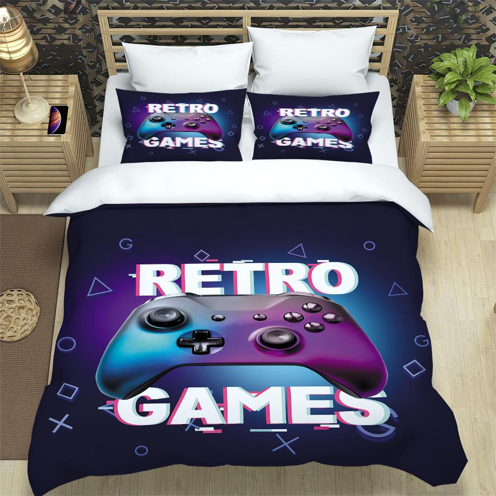 Белый Черный Фигурка Игра Комиксы Пододеяльник Постельное белье Домашний пододеяльник Наволочки Спальня Постельное белье Без простыни