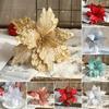 Artificial Christmas Flower Realistic Looking Create Atmosphere Bright Color Shiny Surface Xmas Ornament Christmas Reusable Glitter Christmas Faux