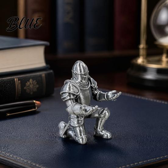 Ручная Фигурка Рыцаря 3D Печатный Держатель для Ручек Коленный Стойка с Доспехами Винтажная Устойчивая PLA Статуэтка для Дисплея Органайзер для Канцелярских Принадлежностей для Офиса Учебы