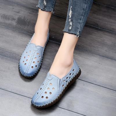 Синие туфли на плоской подошве для женщин, лоферы из натуральной кожи, дышащие туфли на плоской подошве, женские белые лоферы, женские балетки, мокасины