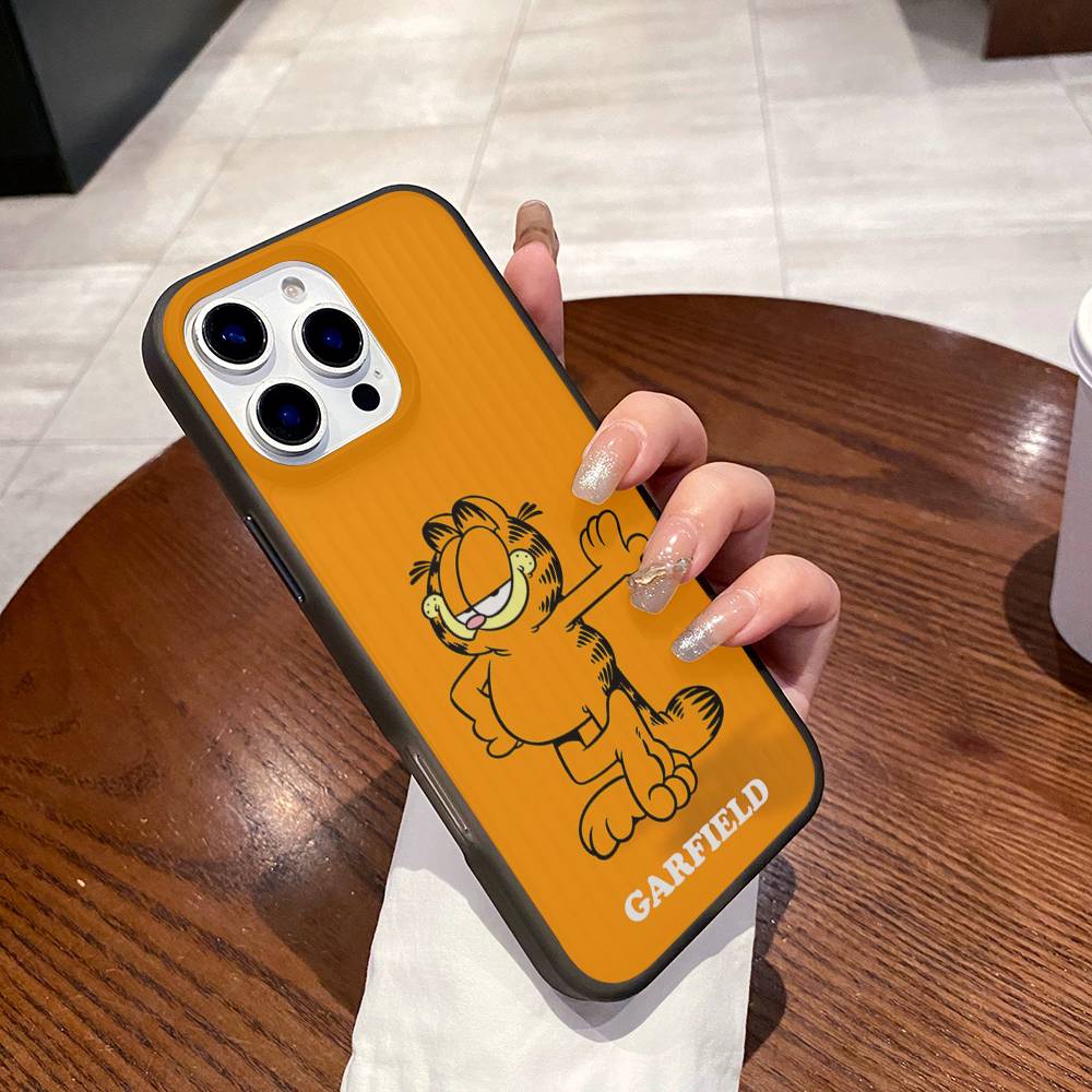 Cartoon G-Garfield Cat For iPhone 17 16 15 14 13 12 11 Pro Max Plus Pro Corrugated Shockproof Matte Phone Cover