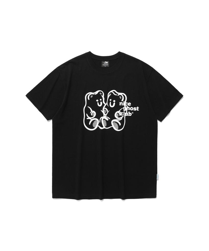 NICEGHOSTCLUB Футболка с мармеладным мишкой и логотипом_Черная(Ng2Emut501A)
