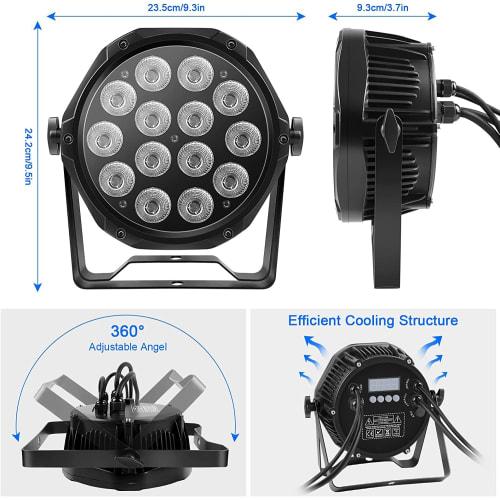 U`King 70W 14 LED Waterproof Par Light Stage Light, RGBW DMX512 Auto Mode Voice Activated, Stylish, Compact, Freestanding Dimmable, Sound Activated an