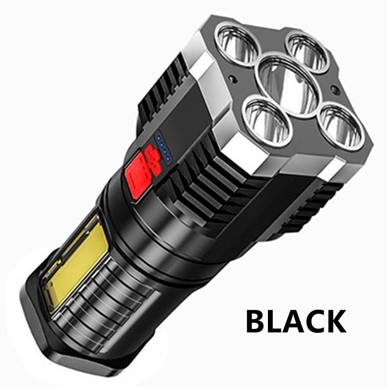 5 светодиодный супер яркий фонарик перезаряжаемый открытый многофункциональный водонепроницаемый светодиодный прожектор дальнего действия батарея дисплей COB свет