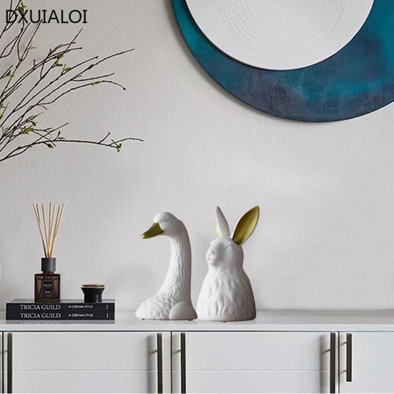 Керамическая ваза в виде головы кролика, горшки «Белый лебедь», фарфоровые фигурки цветов, вазы для гидропоники для свадеб, украшения дома, керамическая ваза