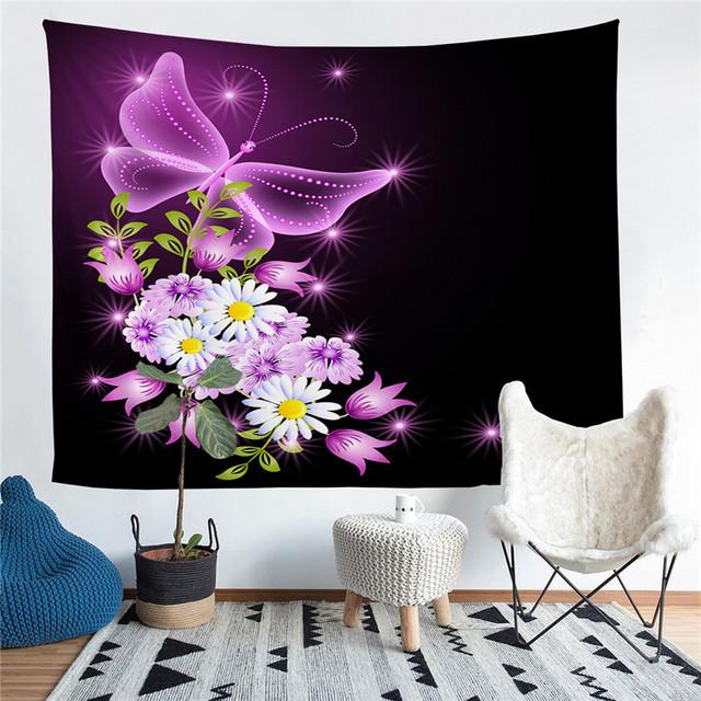 Cherry Blossom and Flower Printed Living Room Decoration Wall Hanging Tapestry Yoga Mat Rug Home Decor Art