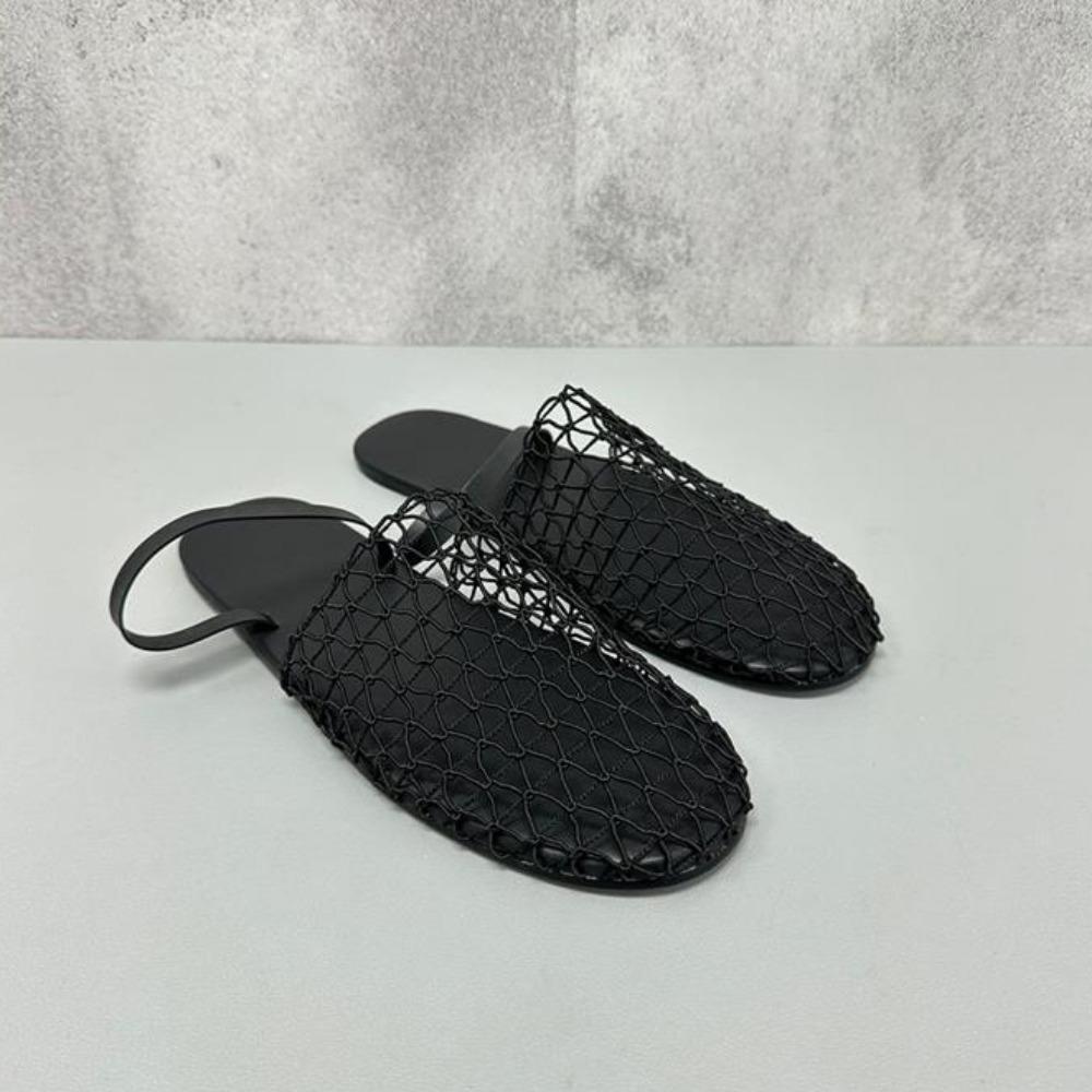 Женские сандалии Модные римские сандалии из сетчатой ткани с ажурным узором для женщин Летние новые плоские полутапочки Женская обувь Женская обувь
