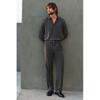 H M Belted Twill Pants Regular Fit Dark Grey