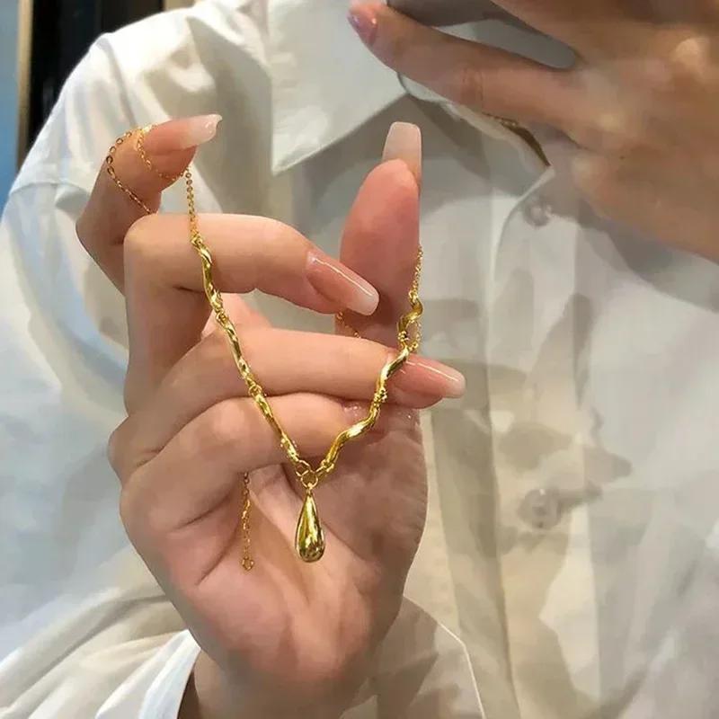 Новая Мода Простой Металлический Мятый Стереоскопический Подвеска-Цветок Ожерелье для Женщин Шарм Темперамент Ключичная Цепочка Вечеринка Ювелирные Изделия