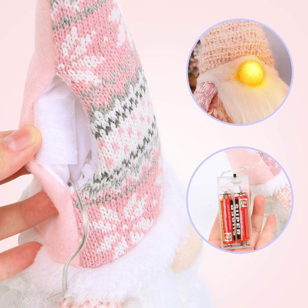 D-FantiX Розовые Рождественские Валентиновы Гномы Украшения, 2 шт. Ручной работы Шведский Томте Гном со светодиодным носом Скандинавская Фигурка Розовые Гномы